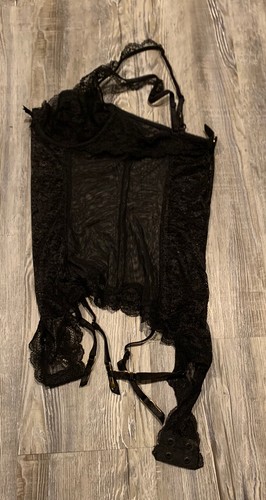 Victorias Secret Very Sexy Black Bustier Garter One Piece Corset Snap Bottom 34B - Picture 3 of 12