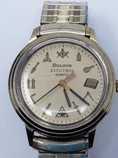 1970's Bulova Accutron Quartz Masonic Dial. Running 10k Rold Gold Plate.