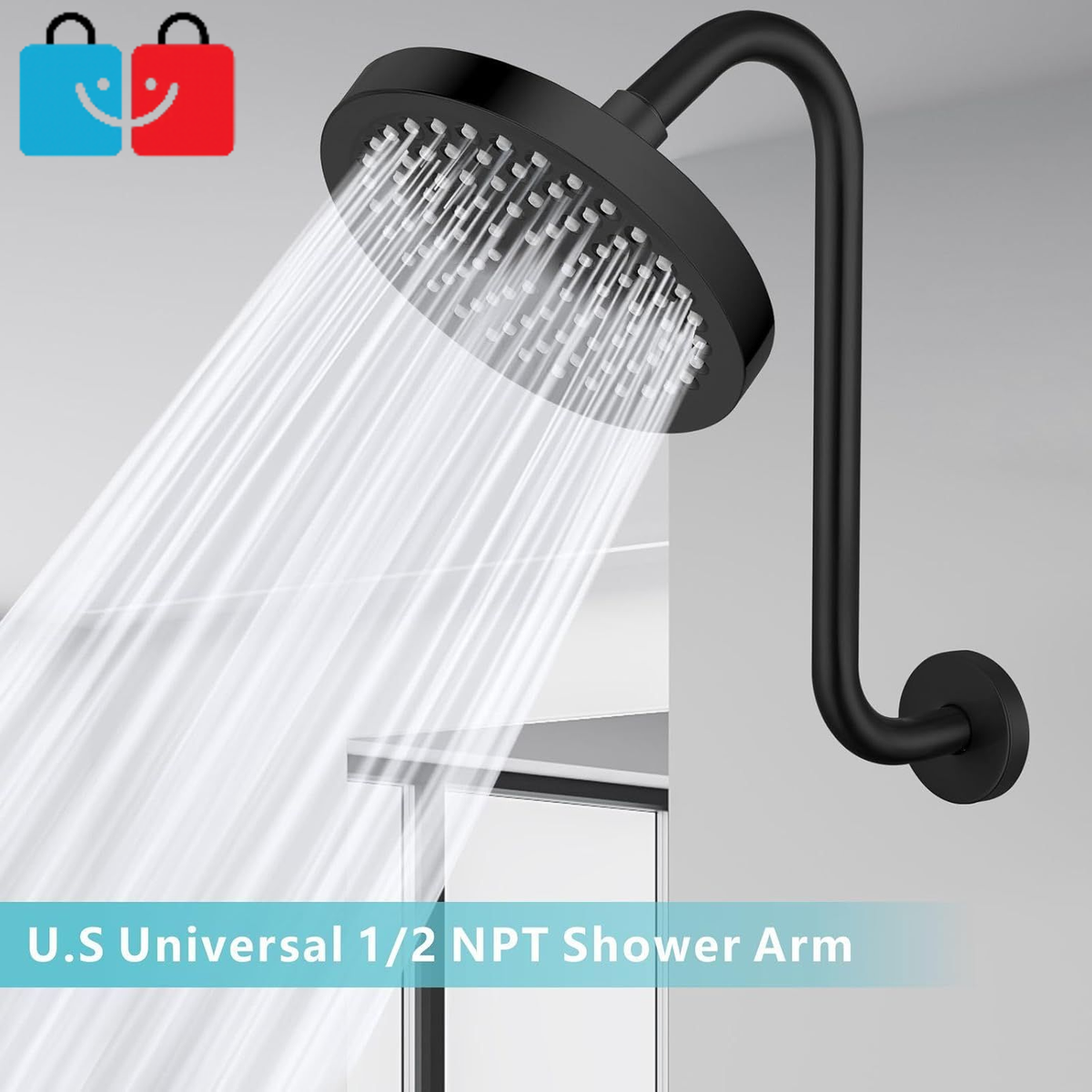 Straight Shower Arm - 8 Inch G1/2 Ceiling Mount Stainless Steel Extension For Rainfall Showerhead (Silver)