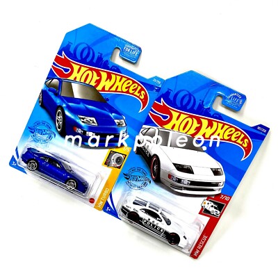 Hot Wheels Nissan 300ZX Twin Turbo Set of 2 Blue White Black White