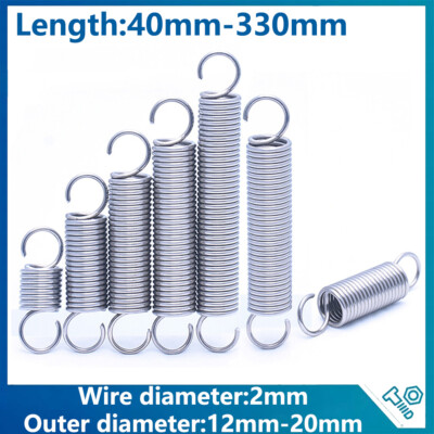 A2 Stainless Steel Expansion Extension Tension Spring Hook spring Wire Dia 2.0mm