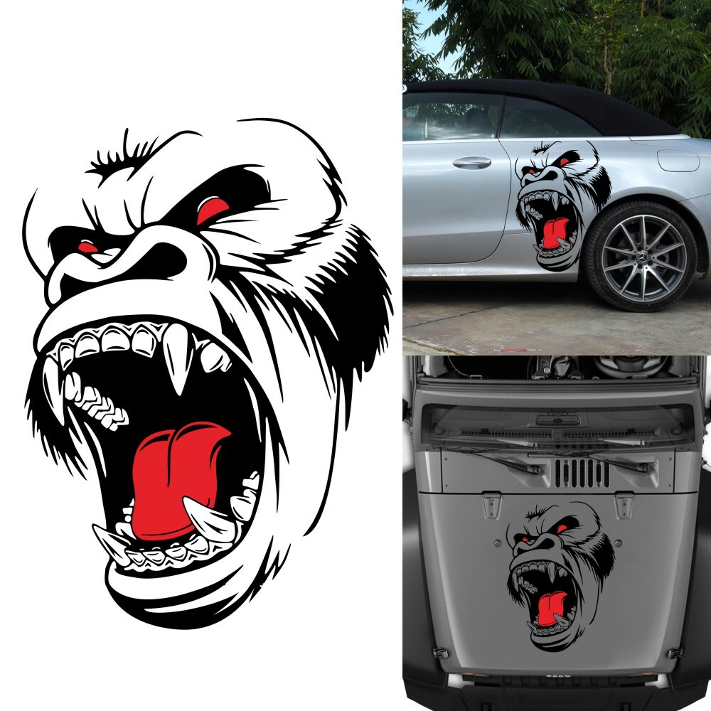 DIY Horror Ape  For Car Bonnet Hood Vinyl Sticker Funny Graphics Adhesive Decal