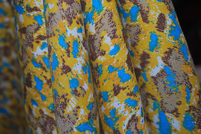 Tencel Gabardine Washed Woven Fabric  Ecofriendly  Printed Mustard blue combo 