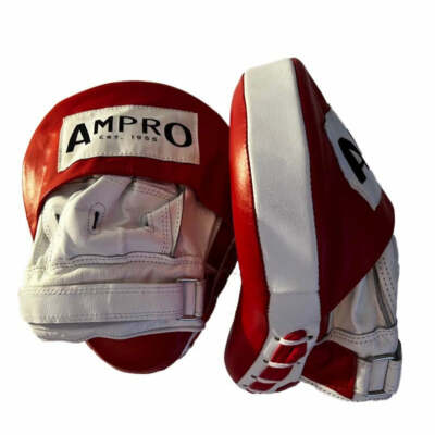 AMPRO Hybrid Barracuda Leder gebogene Lochhandschuhe - Haken & Jab Pads / Focus Pad
