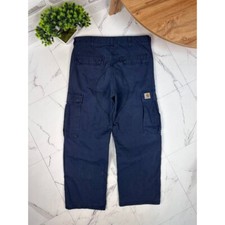 Carhartt Regular Cargo Pants Multipocket Blue Size W34/L26 actual