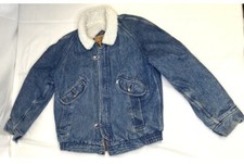     Vintage Silvertab Levi's Med USA Sherpa Blue Denim Trucker Bomber Jacket 80s