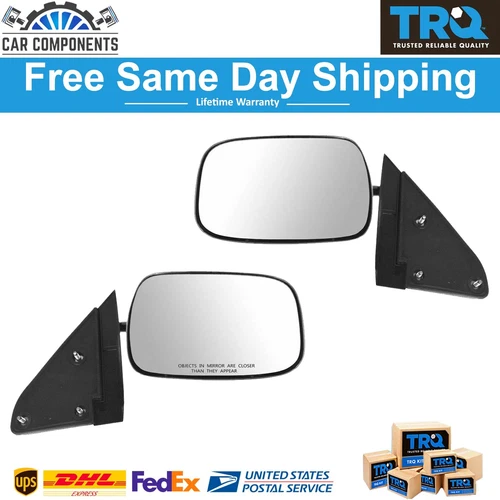 TRQ New Manual Side View Mirrors Stainless Steel Set For 1988-2000 Chevy GMC