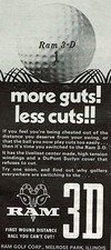 1972 Vintage Print Ad RAM 3D Golf Corp Balls More guts less cuts cheated heavy