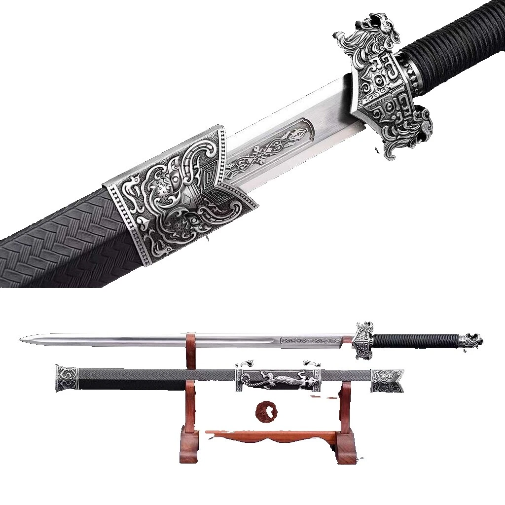 Espadas asiáticos de colección negra y mango de madera sables
