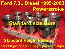 Ford 7.3 7.3l Diesel Pistons Standard Set W Rings 95-03 Mahle Clevite Set Of 8