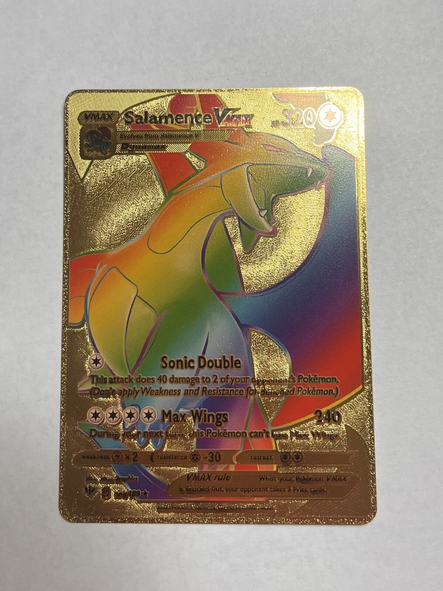 Gold Foil Salamence VMAX Rainbow Fan Art Display Card NM | eBay