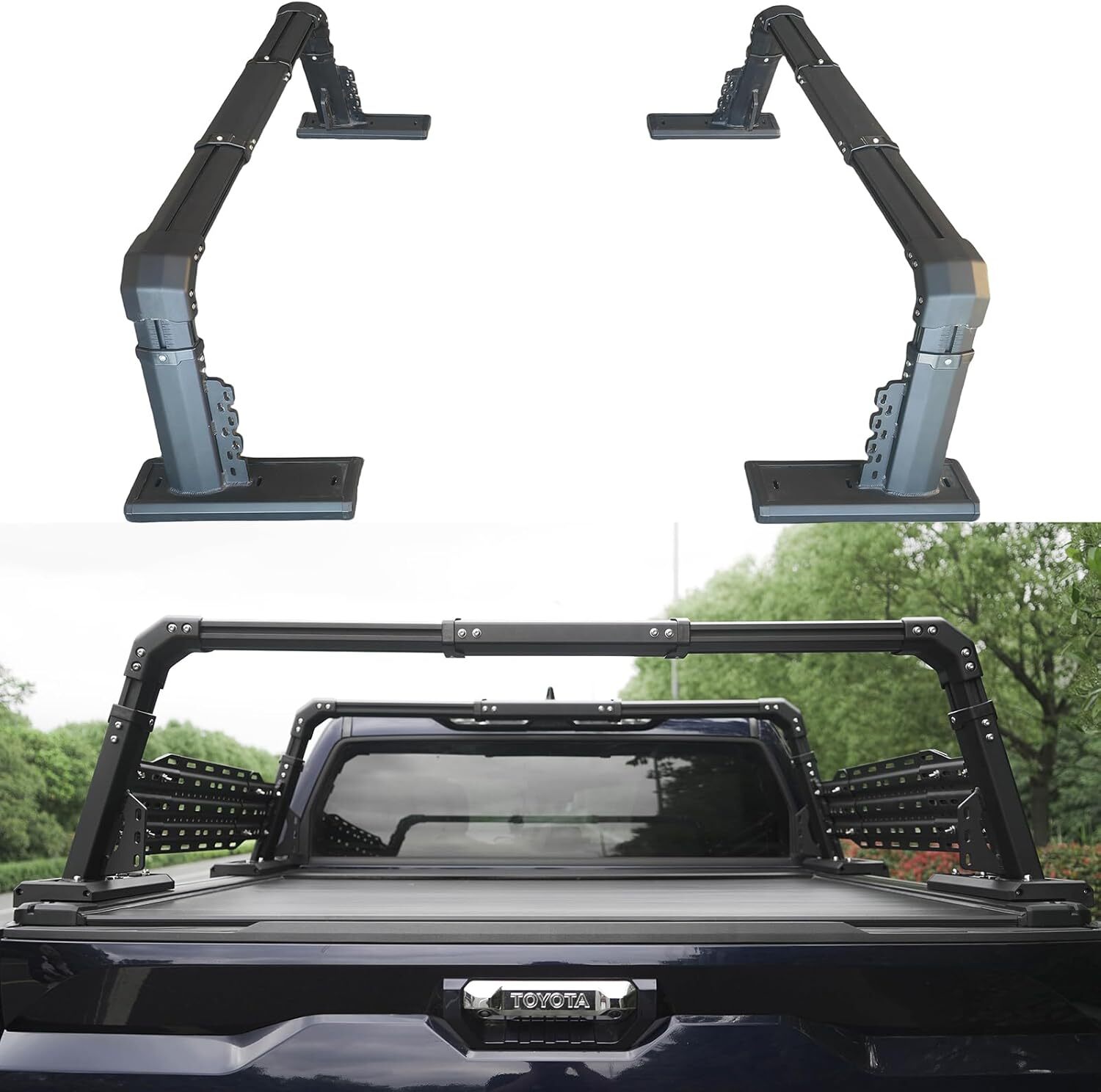 Adjustable Length Heavy-Duty Pickup Truck Ladder Rack Bed Rack System Aluminum