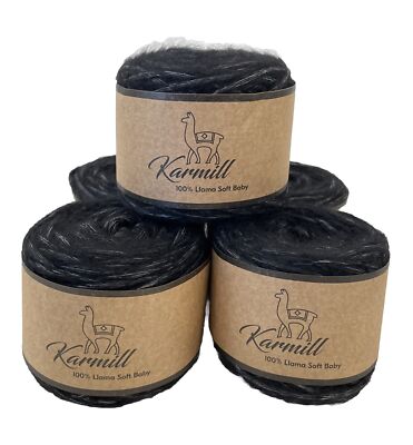 Llama Wool Skeins 100% Llama Soft Baby Bulky Weight Lot of 5 Silver Black B950