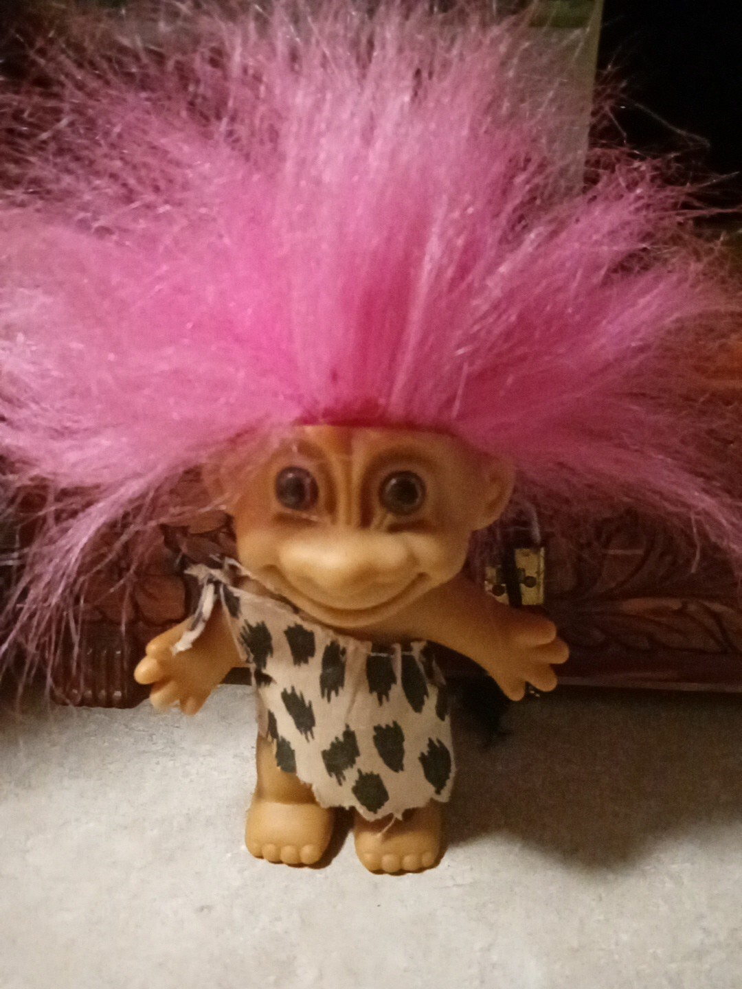 Vintage Russ Berrie Caveman Troll Doll Pink Hair.                           (34)