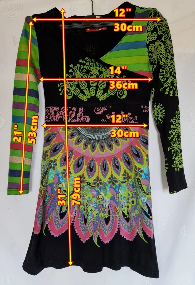 AUTHENTIC DESIGUAL GEOMETRIC ART LOGO COTTON GIRL DRESS-SIZE:US11/12;EU 146 - Image 2 of 4