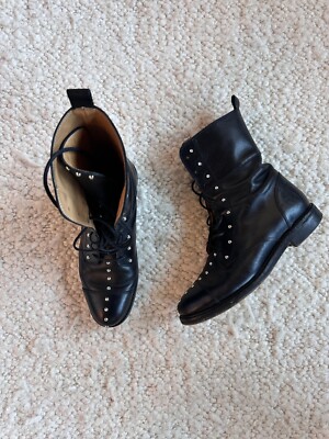 Iro Paris Rangy Boots Black Leather Studded Size 37 Moto  display picture 3