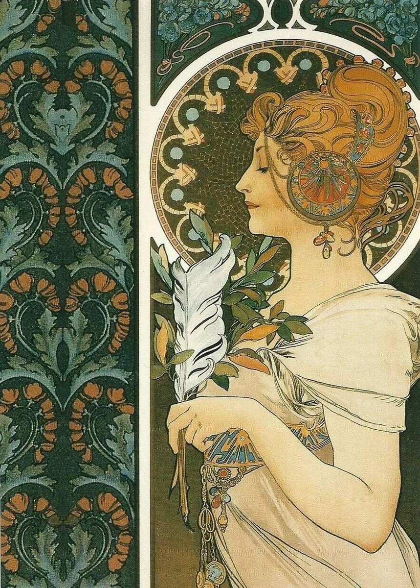 Feather : Alphonse Mucha : 1899 : Archival Quality Art Print | eBay