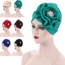 Muslim Women Hijab Flower Hats Turban Headscarf Wrap Chemo Cap Hair Loss Bonnet