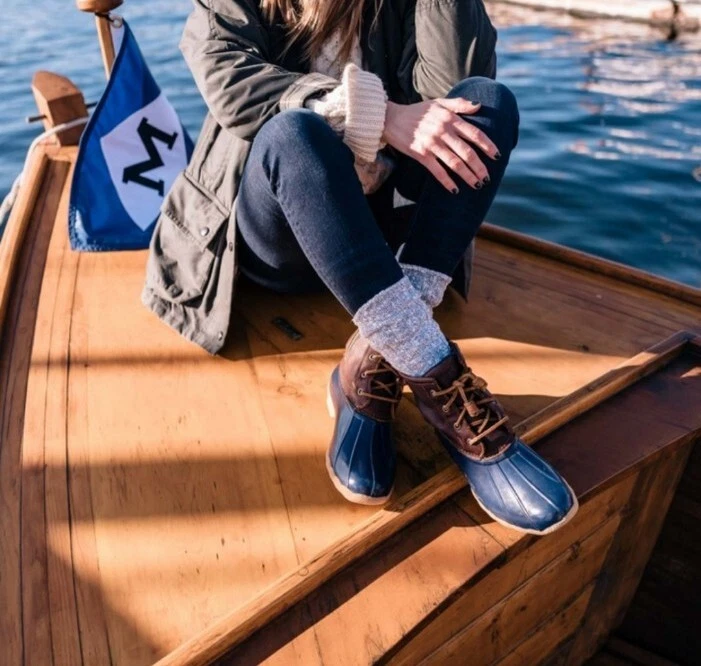 Sperry duck boots sales navy and tan