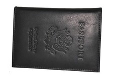 PASSPORT HOLDER NEW BLACK WITH 7 CARD SLOTS GENUINE LEATHER