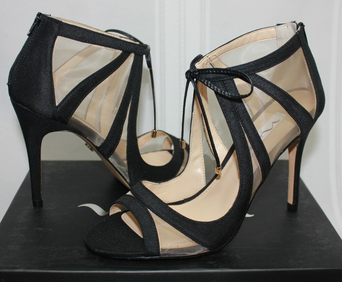 Nina Cherie Illusion dress heeled sandals Black Mesh New With Box! | eBay