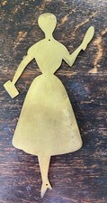 VTG SOLID BRASS PUBLIC RESTROOM BATHROOM LADIES WOMEN SILHOUETTE DOOR SIGN 6  
