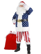 Adult Santa Claus Costume 11 Pcs Deluxe Christmas Santa Suit For Men Holiday ...