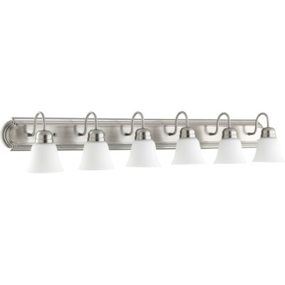 Quorum 6 Light 48' Vanity, Satin Nickel/Satin Opal - 5094-6-65