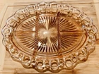 Anchor Hocking OPEN LACE ~OLD COLONY PINK DEPRESSION ~OVAL PLATTER~NICE