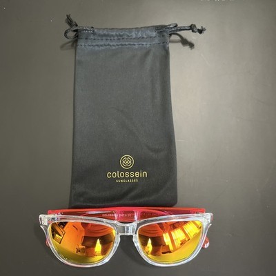Colossein Sunglasses Clear Face Pink Arms Pink Reflective Lenses Cat 3