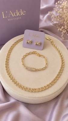 Xuping 14K Gold-Plated Jewelry Set   Necklace, Bracelet & Earrings