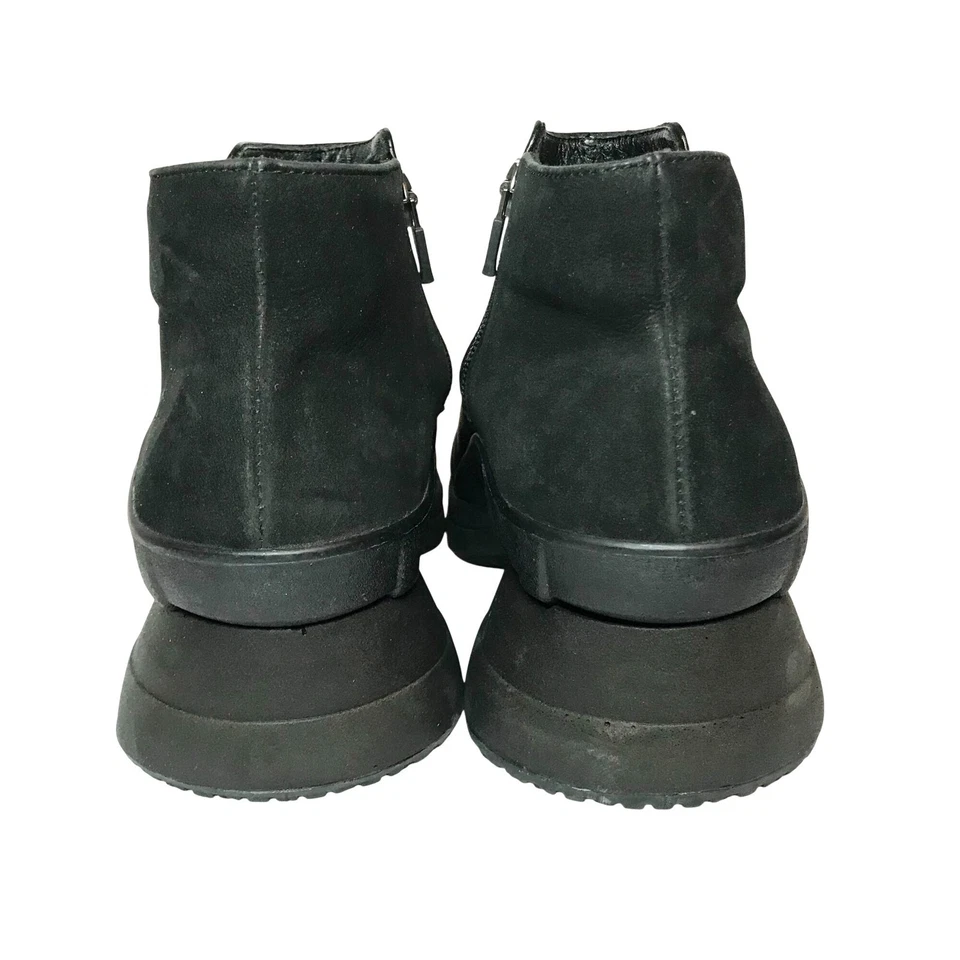 Botas de tornozelo femininas Z-Coil tamanho 6 couro preto com zíper lateral fecho bobina escondida - Imagem 3 de 4