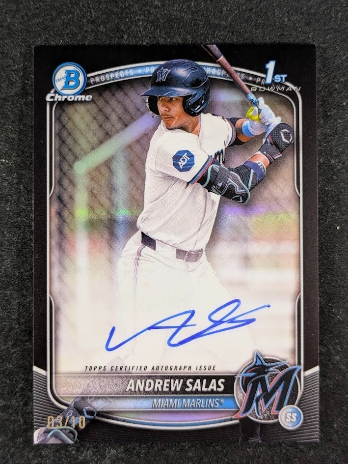 2025 Bowman Chrome ANDREW SALAS 3/10 1st Auto Black Refractor Prospects #CPA-AS