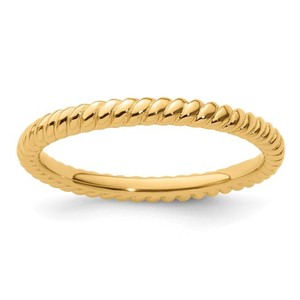 Authentic Sterling Silver Stackable Expressions Gold-plated Twisted Ring Size -5