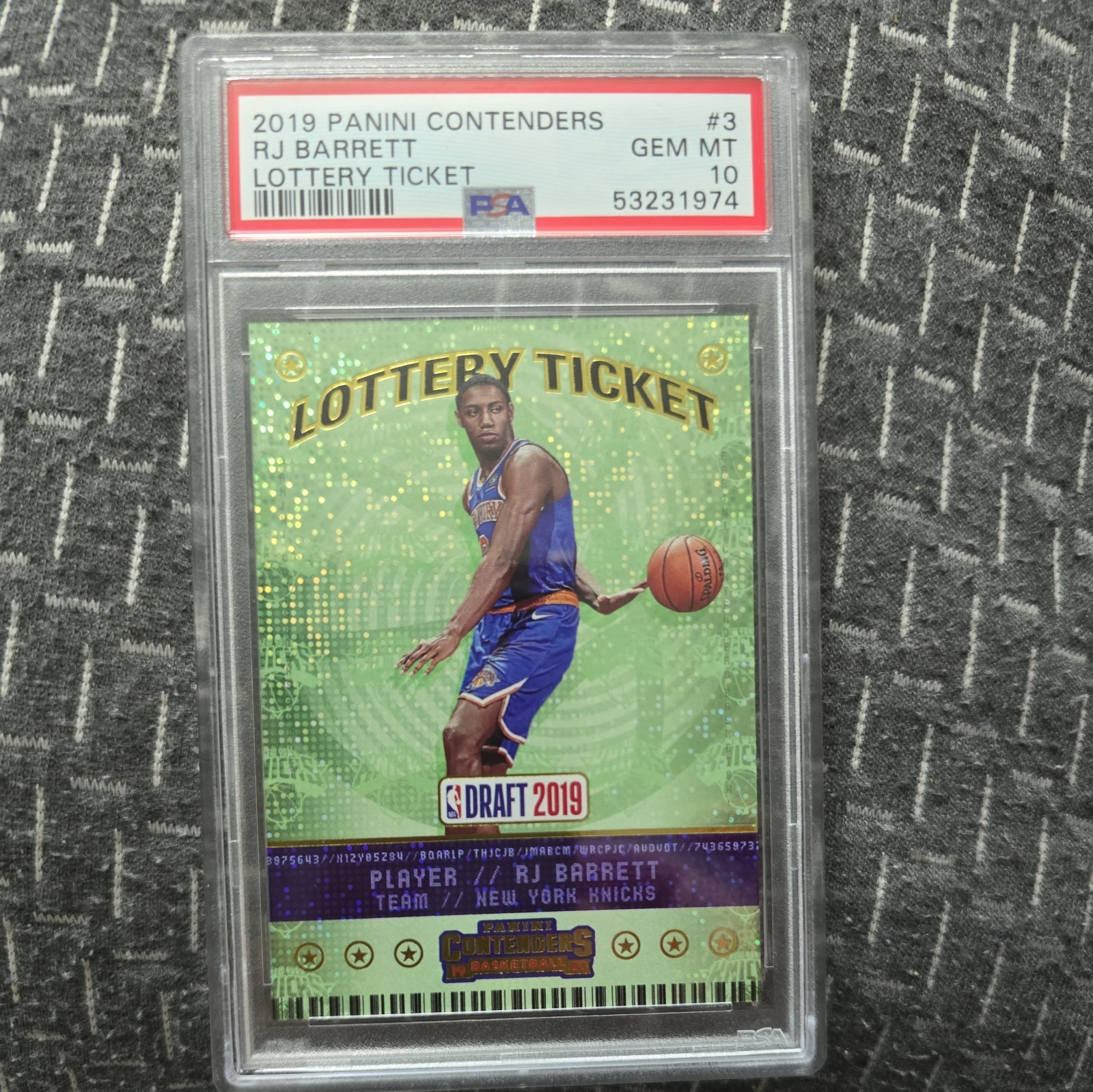 53231974 RJ Barrett 2019 Panini Contenders #3 Rookie of the Year RC PSA 10