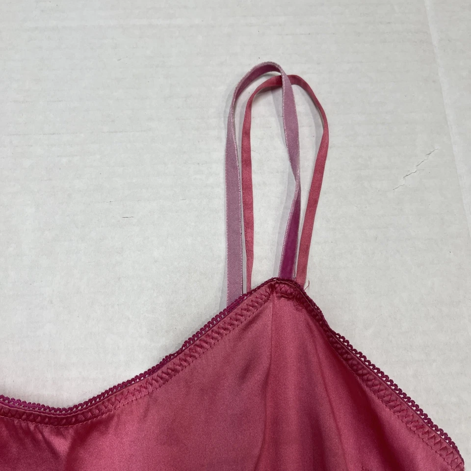Camiseta sin mangas vintage Y2K Wet Seal para mujer XS rosa seda babydoll recortada doble correa Foto 4 de 4