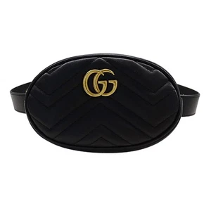 Sac GUCCI GG Marmont Body taille ceinture cuir noir or quincaillerie 476434 840239