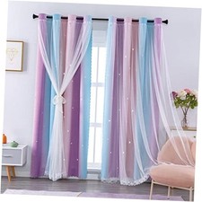 Blackout Curtains for Girls Bedroom Decor 34"W x 63"L Pack of 2 Pink/Purple