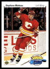 1990-91 Upper Deck #535 Stephane Matteau Calgary Flames Rookie Hockey Card. rookie card picture