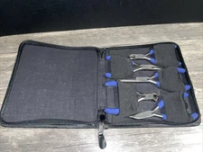 Craftsman 5 piece Needle Nose Plier Cutter Set Blue Handle In Black Zip Case
