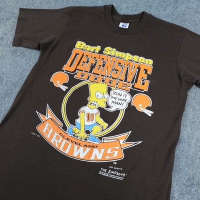#ad Vintage Cleveland Browns Shirt Mens Large NFL Football Bart Simpson Logo 7 90s $59.93