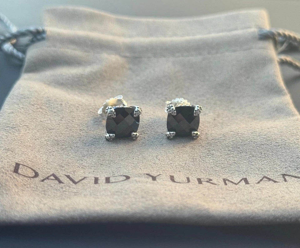 DAVID/YURMAN Sterling Silver 7mm Chatelaine Stud Black Onyx Earrings Stud - Image 2 of 4
