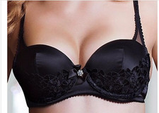 Nuevo con etiquetas Sujetador Victoria's Secret Negro Muy Sexy Balconet 34D Satinado Encaje Estrás