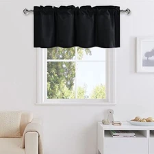  Valance Curtains for Living Room, Basement 42"W x 18"L (Pack of 1) Black