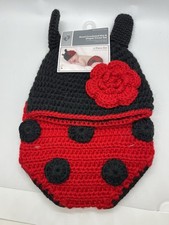 NWT Hand Crocheted Ladybug Hat Diaper Cover Set 0-9 Mos