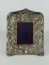 Cornice Portafoto In Argento 925 Sterling 22x28cm M&LS London XX Sec.