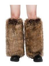 Women Faux Fur Leg Warmers Long Furry Foot Cuffs Girls Winter Boot Socks Soft