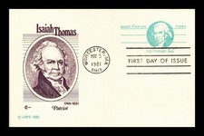 US FIRST DAY CARD ISAIAH THOMAS PATRIOT COVER CRAFT CACHET