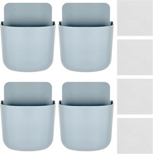 4-Pack Wall Mount Remote  Phone Holder Self-Adhesive Storage Organizer Grey