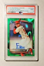 Elian De La Cruz 2025 1st Bowman Chrome AUTO GREEN Lava REFRACTOR /99 PSA 9 T6